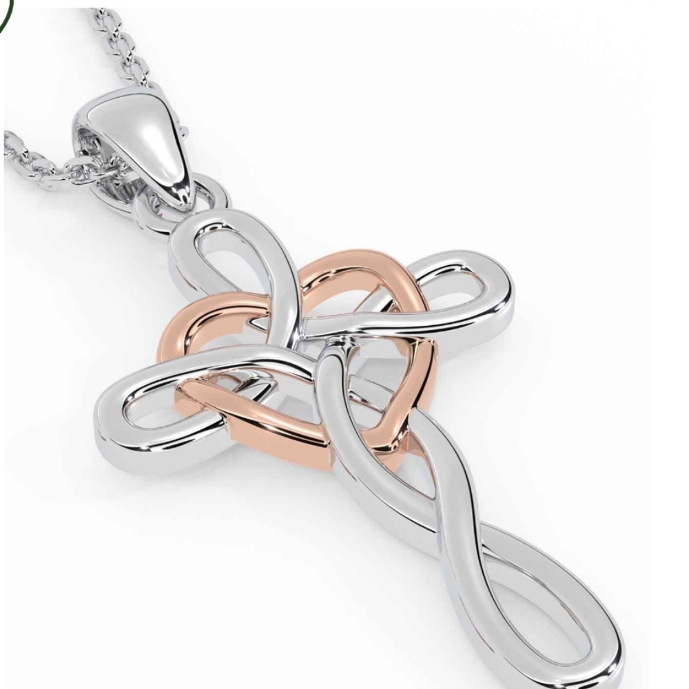 S925 Sterling Silver Celtic Knot Cross Infinity Love Heart Pendant Necklace - Picture 3 of 9